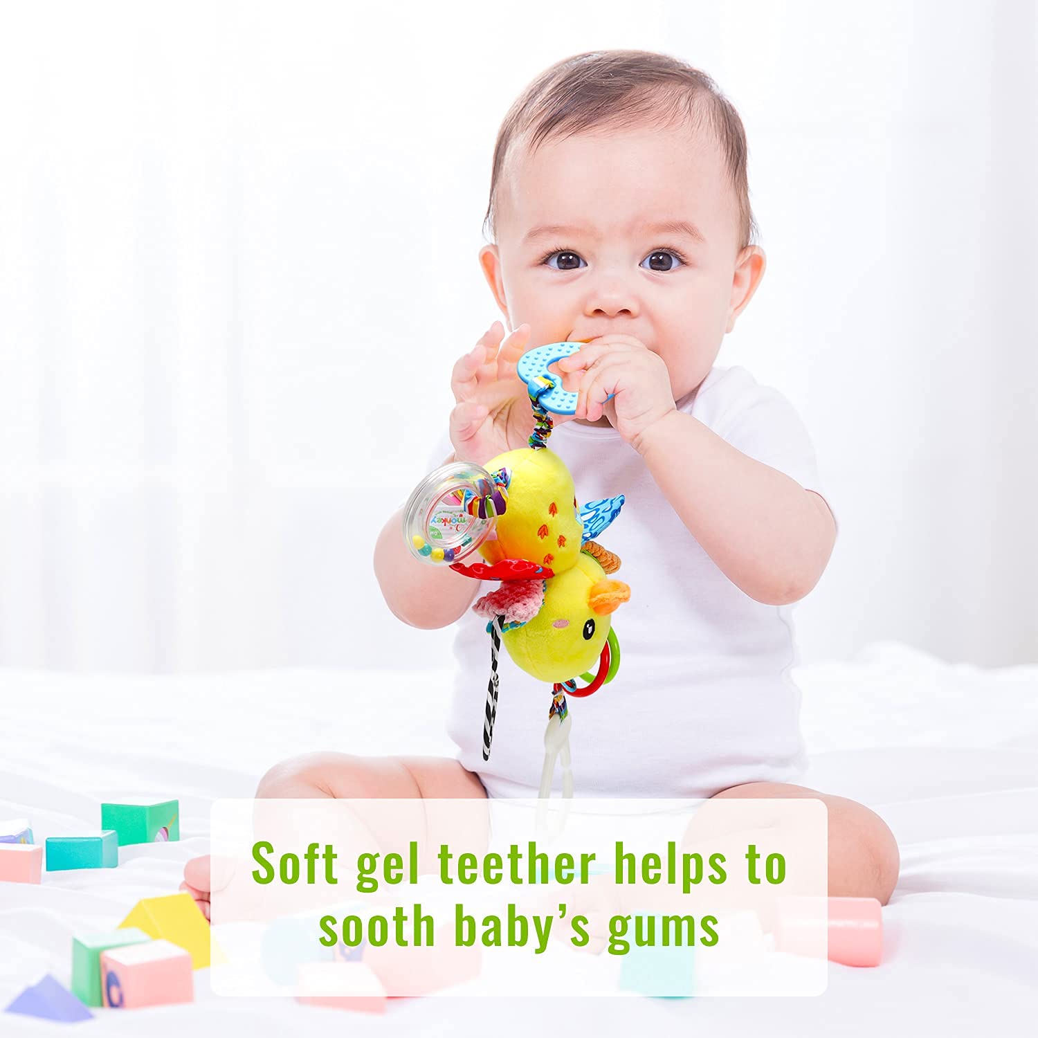 SNOWIE SOFT Baby Car Toys Stroller Plush Toy Yellow Duck Stuffed Hanging Rattle Toys Newborn Crib Bed Around Toy with Teether Rattle Sound for 0-3 Years Old SNOWIE SOFT Baby Car Toys Stroller Plush Toy Yellow Duck Stuffed Hanging Rattle Toys Newborn Crib Bed Around Toy with Teether Rattle Sound for 0-3 Years Old